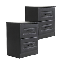 2X Bedside Tables 2 Drawer KEVA - BLACK