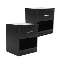 2X Bedside Tables 1 Drawer 1 Shelf ELLA - BLACK