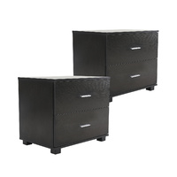 2X Bedside Tables 2 Drawer With Legs ETTA - BLACK