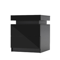 LED Bedside Table 2 Drawers AURORA - BLACK