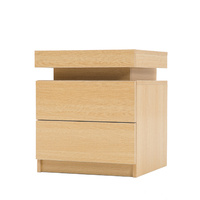 LED Bedside Table 2 Drawers AURORA - OAK