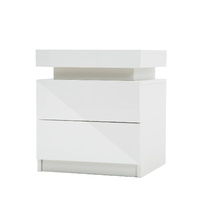 LED Bedside Table 2 Drawers AURORA - WHITE