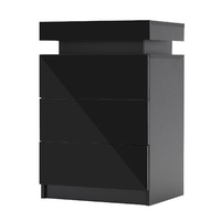 LED Bedside Table 3 Drawer GLORY - BLACK