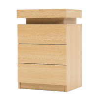 LED Bedside Table 3 Drawers GLORY - OAK