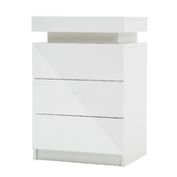 LED Bedside Table 3 Drawers GLORY - WHITE