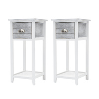 2x Vintage Storage Cabinet Bedside Table 1 Drawer VALERIE - GREY