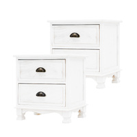 2x Vintage Storage Cabinet Bedside Table 2 Drawer LYDIA - WHITE