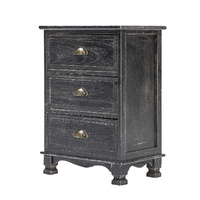 Vintage Storage Cabinet Bedside Table 3 Drawer CLARA - VINTAGE BLACK