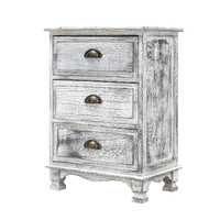 Vintage Storage Cabinet Bedside Table 3 Drawer CLARA - GREY