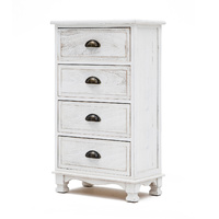 Vintage Storage Cabinet Bedside Table 4 Drawer ADELINE - VINTAGE WHITE